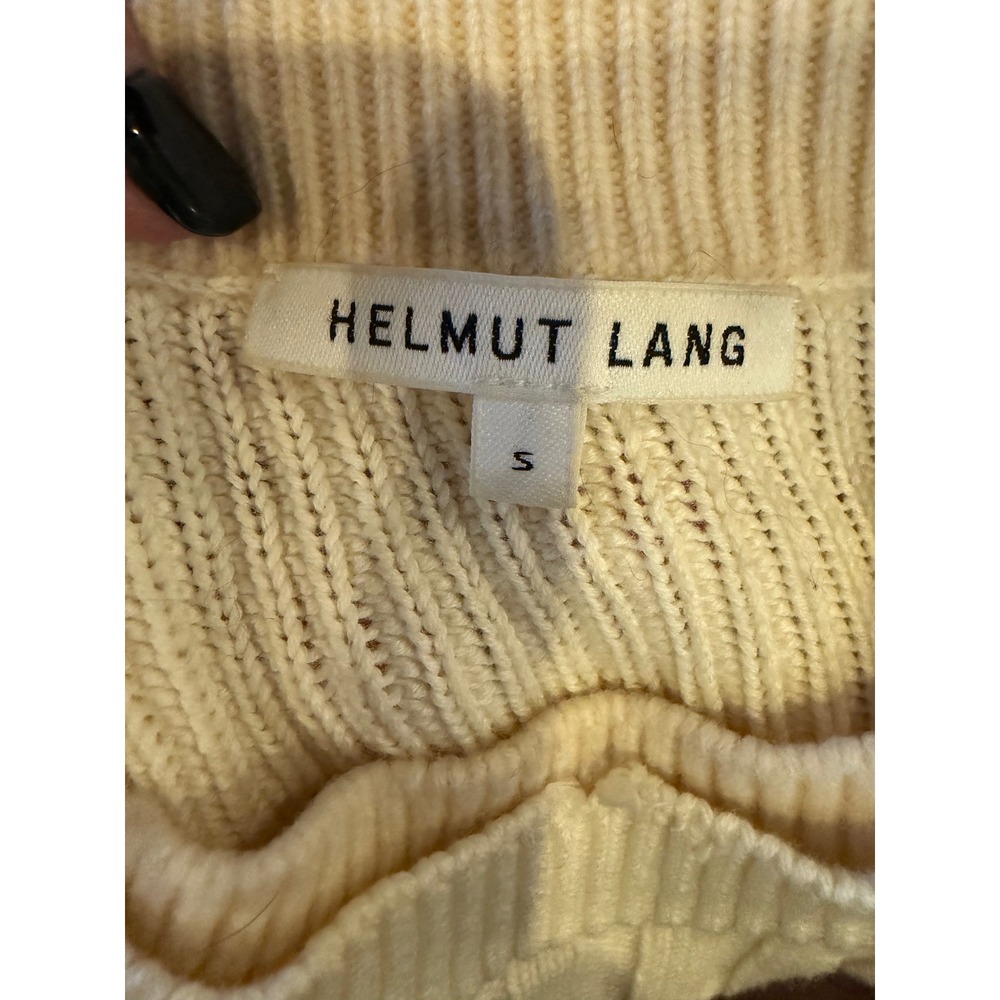 Helmut Lang Sweater Women Small Ivory Military Grunge‎ Patchwork Wool Cashmere - Picture 8 of 9